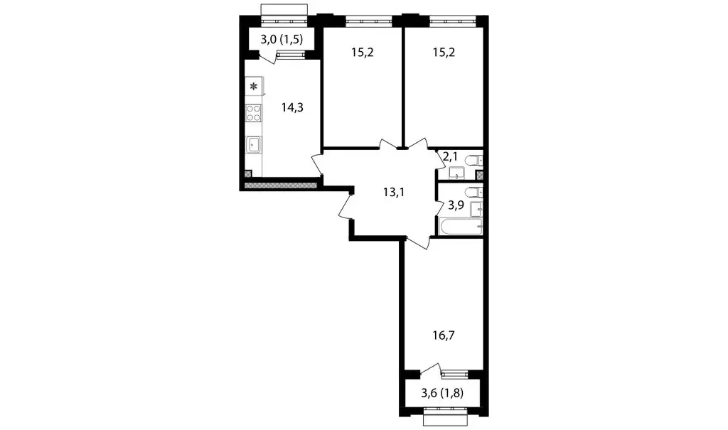 3-комнатная квартира: москва, михалковская улица, 48с7 (84.1 м) - Фото 0