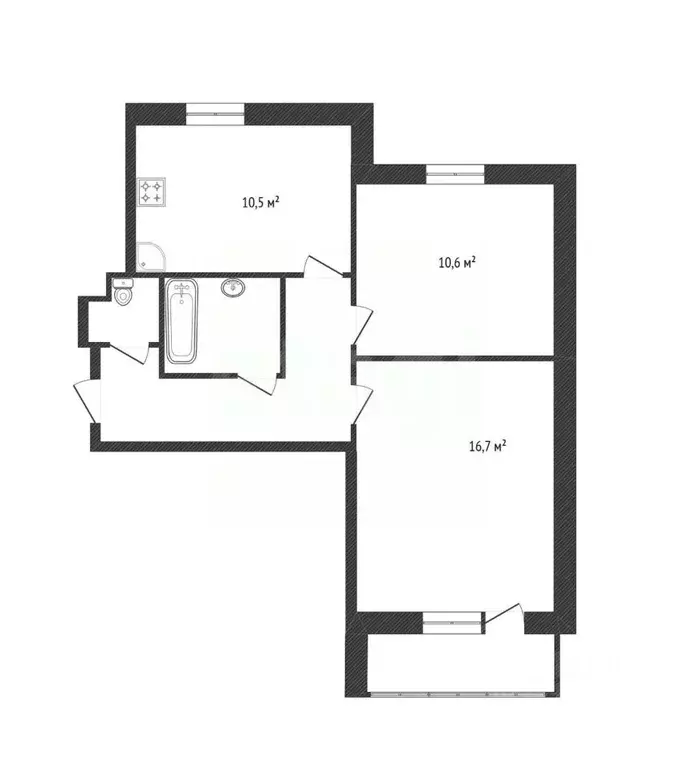 2-к кв. Белгородская область, Белгород ул. Каштановая, 6 (52.6 м) - Фото 2