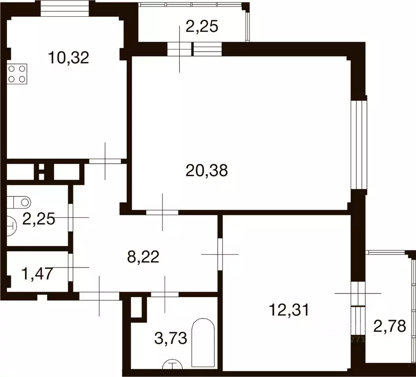 2-к кв. Москва д. Ивановское, ул. Николинские Ключи, 19к3 (58.9 м) - Фото 0