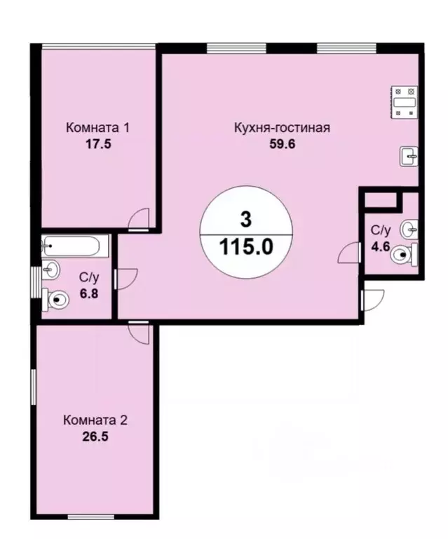 3-к кв. Свердловская область, Екатеринбург ул. Юмашева, 12 (115.0 м) - Фото 2