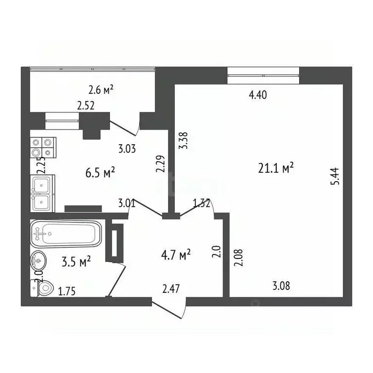 1-к кв. Башкортостан, Стерлитамак ул. Строителей, 18 (35.8 м) - Фото 2