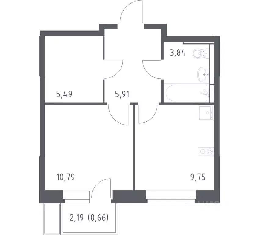1-к кв. Московская область, Ленинский городской округ, д. Калиновка ... - Фото 1