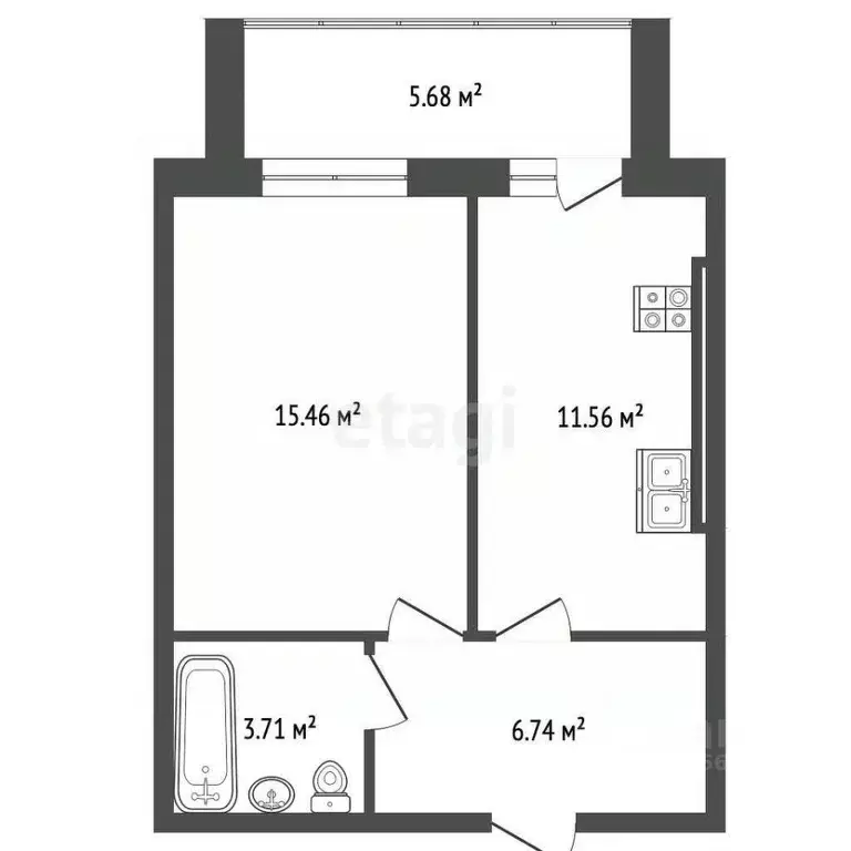 1-к кв. Калининградская область, Зеленоградск ул. Большая Окружная, ... - Фото 2