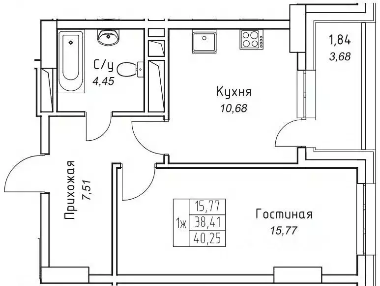 1-к кв. Саха (Якутия), Якутск 11-й кв-л,  (40.25 м) - Фото 1