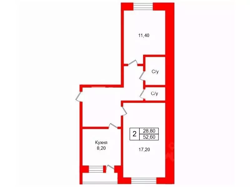 2-к кв. Ленинградская область, Всеволожск Ленинградская ул., 32к2 ... - Фото 2