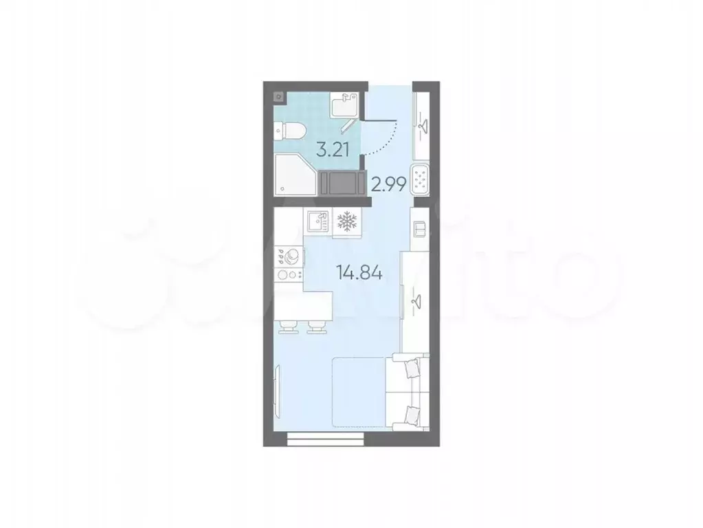 Квартира-студия, 21 м, 4/22 эт. - Фото 0