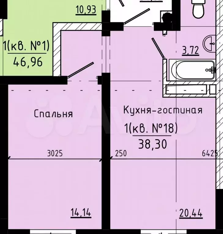 1-к. квартира, 38,3 м, 9/29 эт. - Фото 0