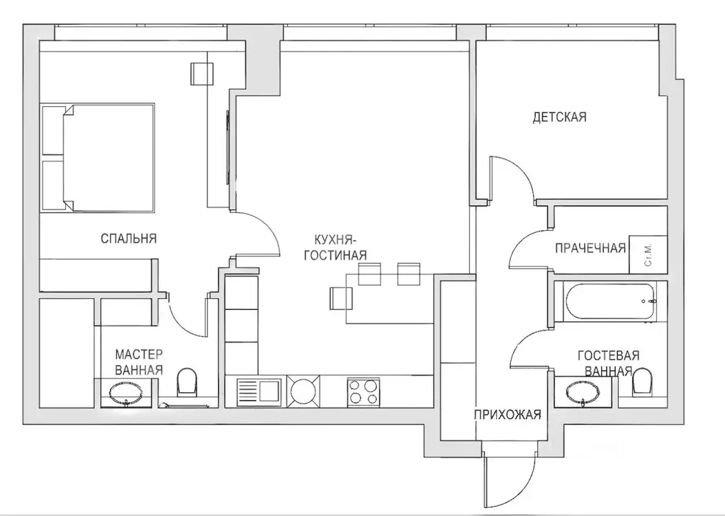 2-к кв. Москва ул. Авиаконструктора Сухого, 2к1 (75.2 м) - Фото 1