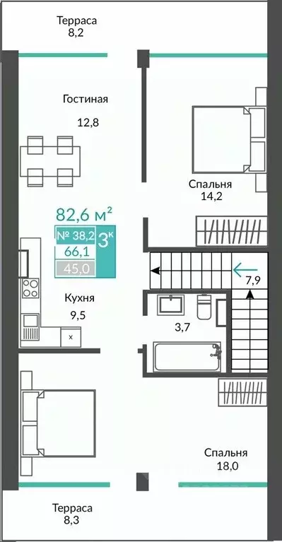 3-к кв. Крым, Алушта городской округ, с. Виноградное  (82.6 м) - Фото 0