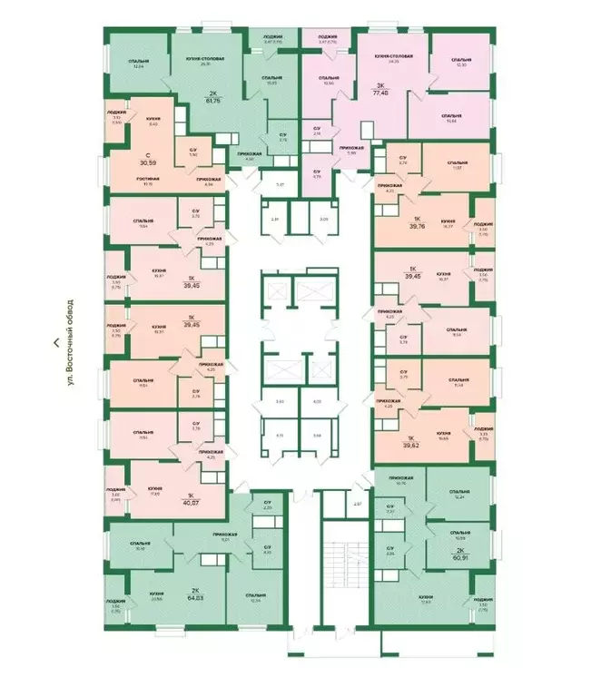 2-к кв. Тульская область, Тула  (61.75 м) - Фото 1