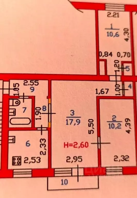 3-к кв. Пензенская область, Пенза ул. Леонова, 34 (61.0 м) - Фото 1