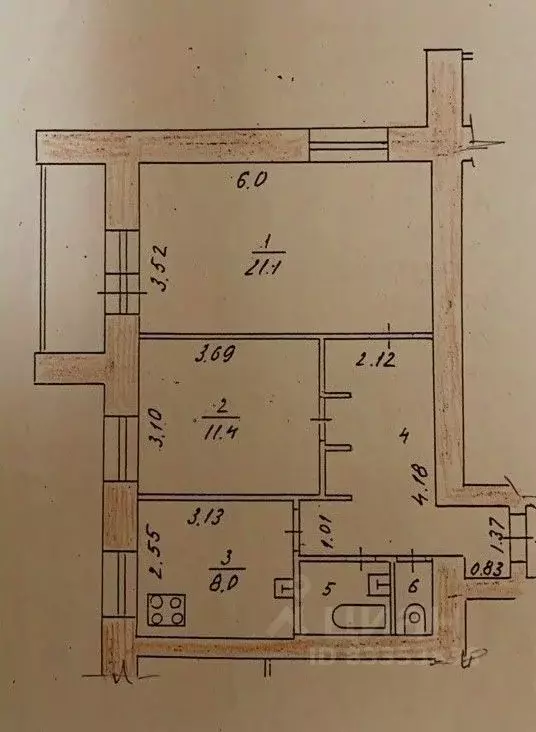 2-к кв. Татарстан, Казань ул. Фатыха Амирхана, 101 (55.2 м) - Фото 2