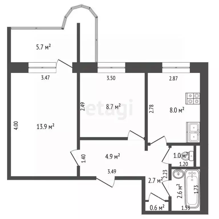 2-к кв. Самарская область, Самара Ново-Садовая ул., 200 (42.4 м) - Фото 2