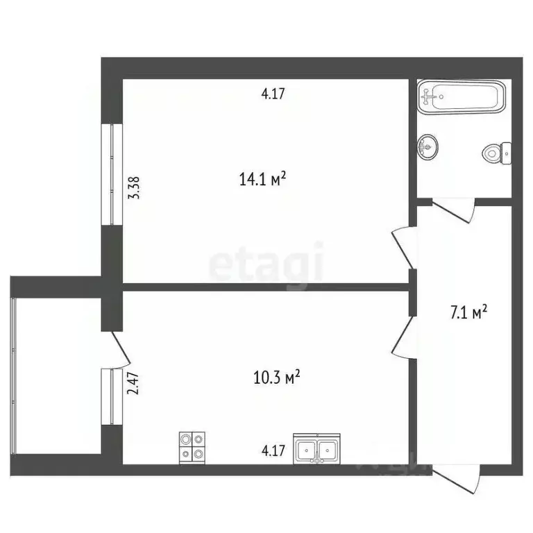 1-к кв. Архангельская область, Архангельск 1-й Ленинградский пер., 22 ... - Фото 2