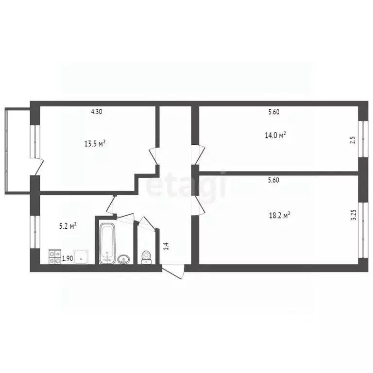 3-к кв. Башкортостан, Стерлитамак ул. Худайбердина, 97 (61.4 м) - Фото 1