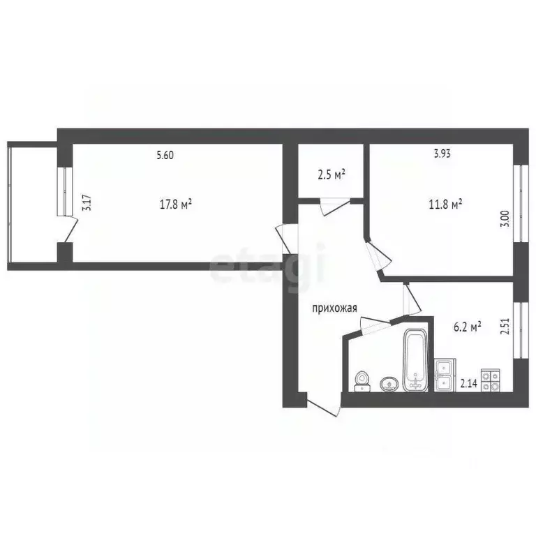 2-к кв. Крым, Бахчисарай ул. Гагарина, 3 (44.3 м) - Фото 2
