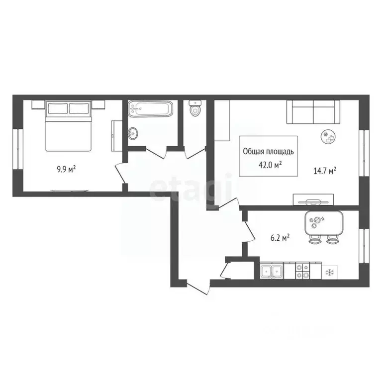 2-к кв. Новосибирская область, Новосибирск ул. Доватора, 33/2 (42.0 м) - Фото 1