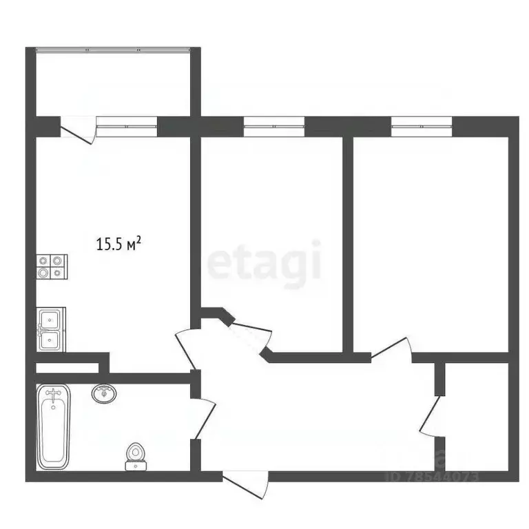 2-к кв. Оренбургская область, Оренбургский район, пос. Пригородный ... - Фото 2