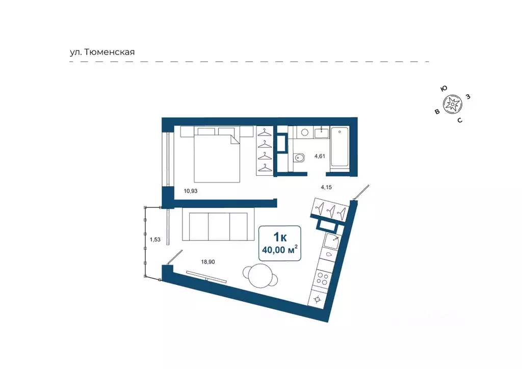 1-к кв. Тюменская область, Тюменский район, д. Дударева Родина-2 жилой ... - Фото 0