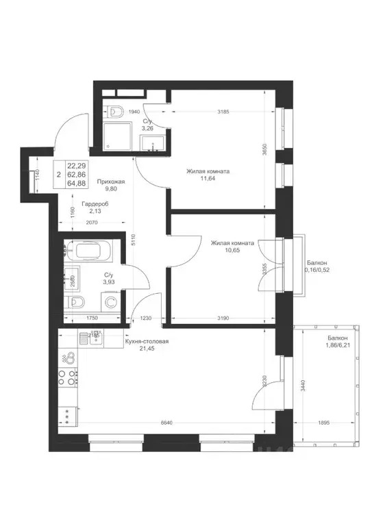 2-к кв. Татарстан, Лаишевский район, Столбищенское с/пос, с. Усады ул. ... - Фото 2