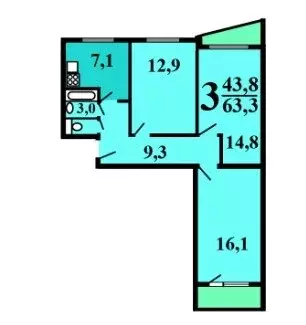 3-комнатная квартира: Москва, Сумской проезд, 2к1 (63 м) - Фото 1