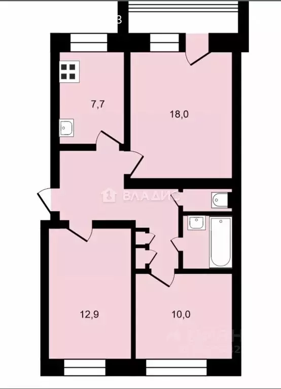 3-к кв. Владимирская область, Владимир Студенческая ул., 4а (63.9 м) - Фото 1