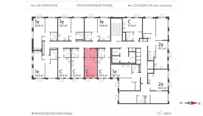 Квартира-студия, 22 м, 15/24 эт. - Фото 1