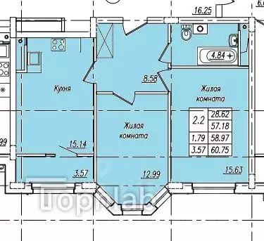 2-к кв. Тамбовская область, Тамбов Пахотная ул., 20 (60.75 м) - Фото 2