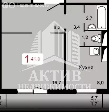 1-комнатная квартира: Красноярск, Апрельская улица, 5М (41.9 м) - Фото 0