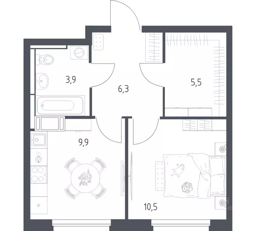 1-к кв. Московская область, Мытищи пер. 1-й Стрелковый (35.8 м) - Фото 1