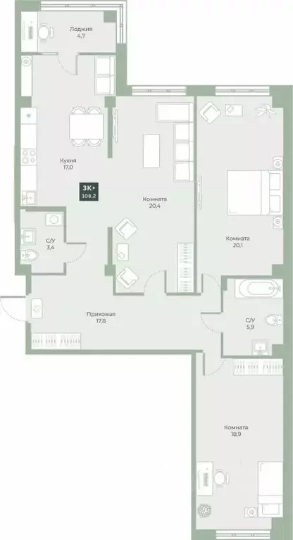 3-к кв. Курганская область, Курган Заозерный жилрайон, 6А мкр, ул. ... - Фото 1