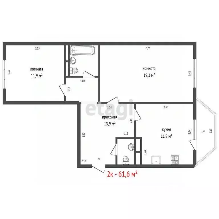 2-к кв. Свердловская область, Екатеринбург ул. Академика Шварца, 20к4 ... - Фото 2