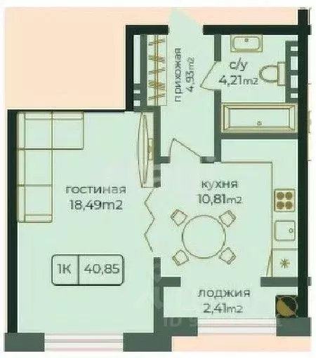 1-к кв. Дагестан, Каспийск просп. Акулиничева (40.85 м) - Фото 0