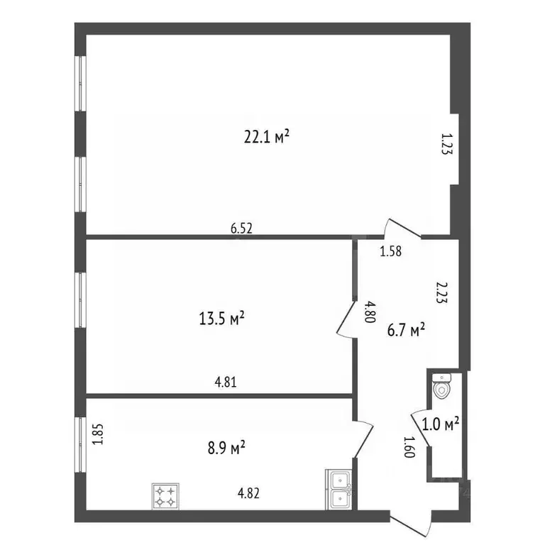 2-к кв. Санкт-Петербург ул. Большая Зеленина, 19к1 (52.2 м) - Фото 2