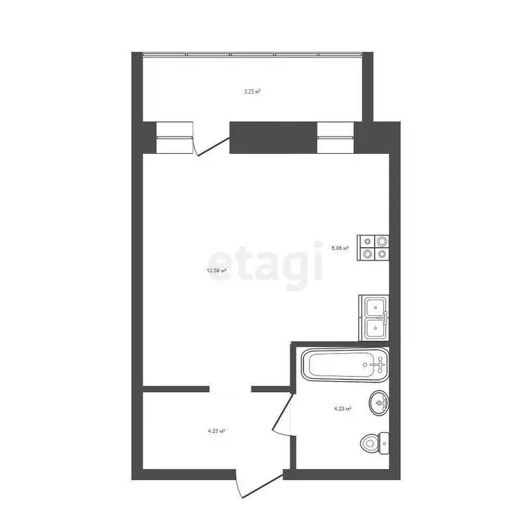 Квартира-студия: Омск, проспект Комарова, 11/4 (31 м) - Фото 2