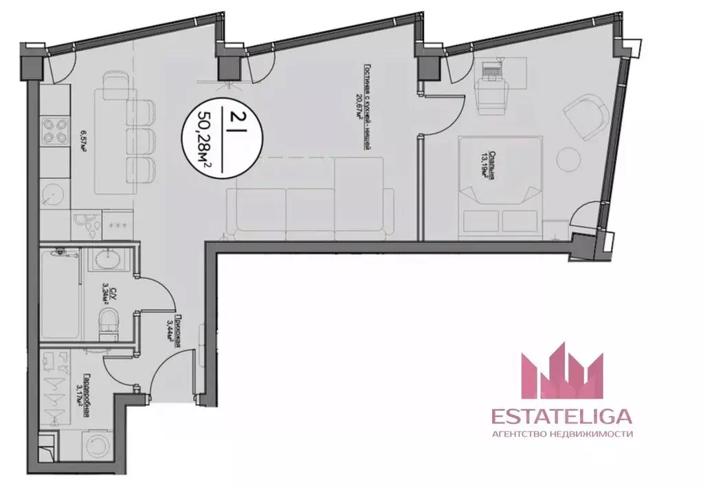2-к кв. Москва 1-й Сетуньский проезд, 8 (51.0 м) - Фото 2