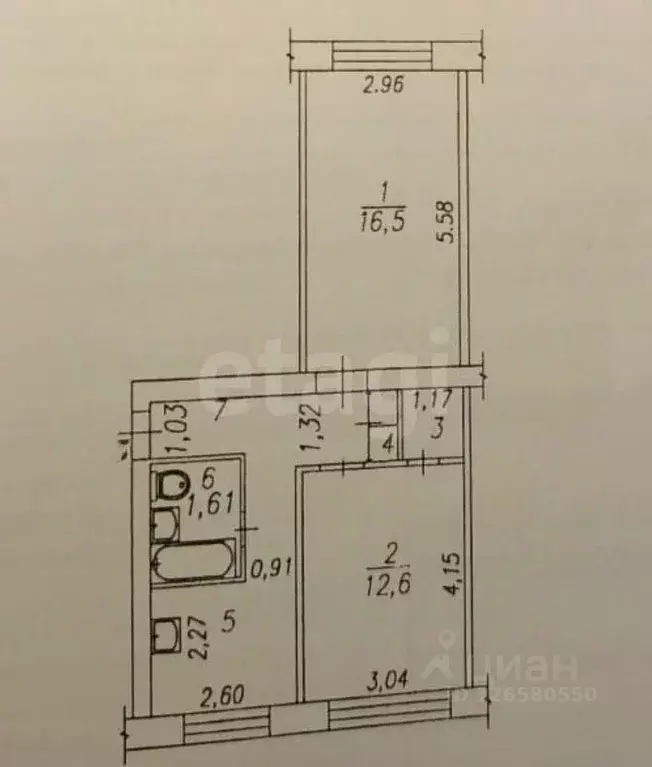 2-к кв. Кемеровская область, Новокузнецк ул. Сеченова, 24 (47.3 м) - Фото 1