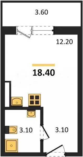 Квартира-студия, 17,8 м, 17/18 эт. - Фото 0