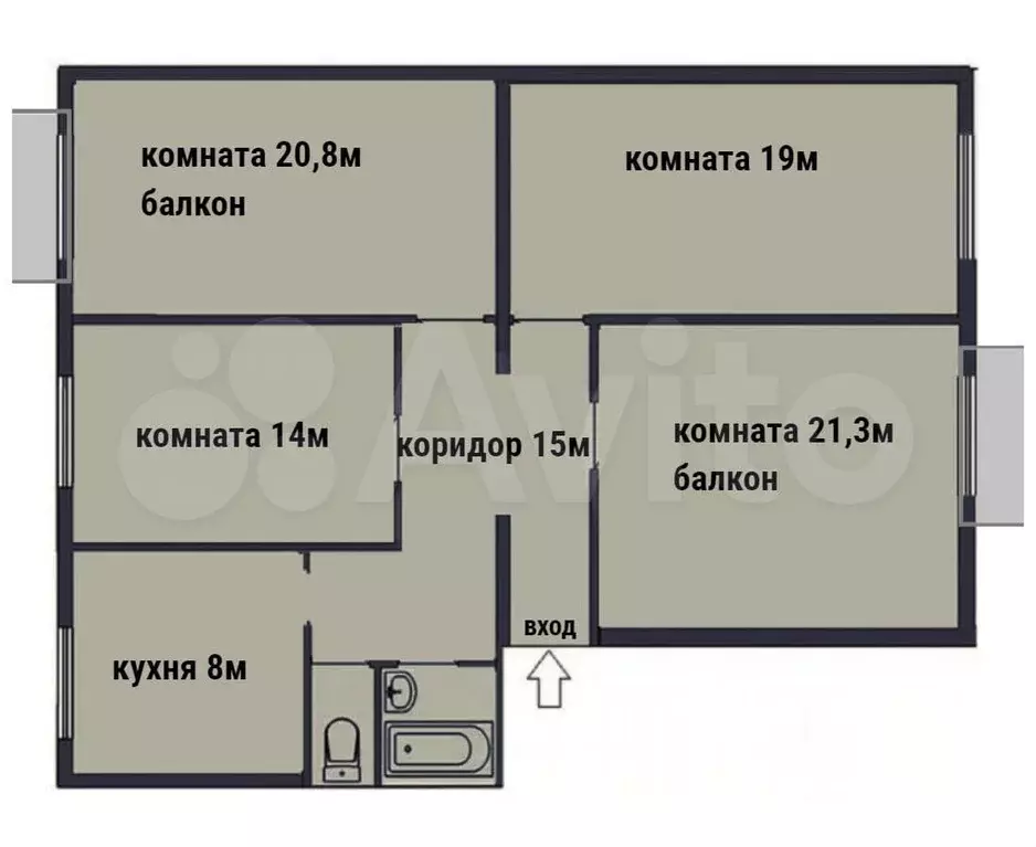 4-к. квартира, 104 м, 5/5 эт. - Фото 0