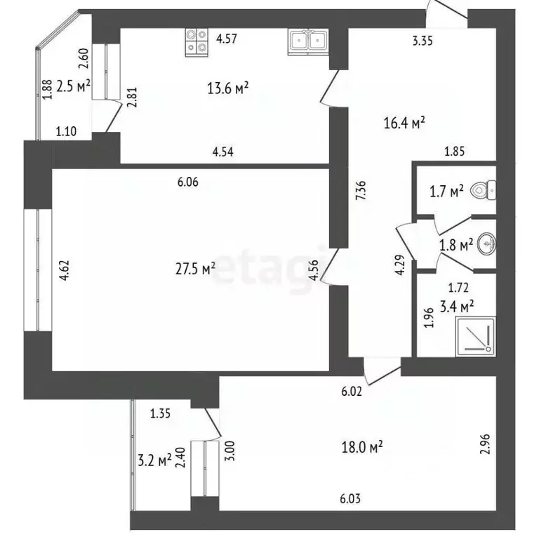 2-к кв. Башкортостан, Стерлитамак Советская ул., 104 (81.8 м) - Фото 1
