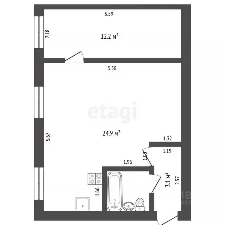 1-к кв. Тюменская область, Тюмень Одесская ул., 59 (43.1 м) - Фото 0