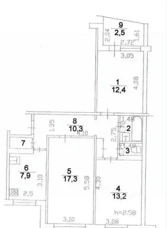 3-к кв. Татарстан, Казань ул. Фатыха Амирхана, 8А (67.0 м) - Фото 2