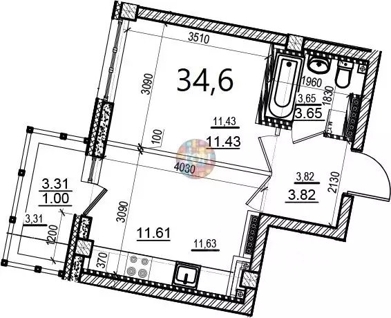 1-к кв. Санкт-Петербург Ремесленная ул., 15 (34.6 м) - Фото 1