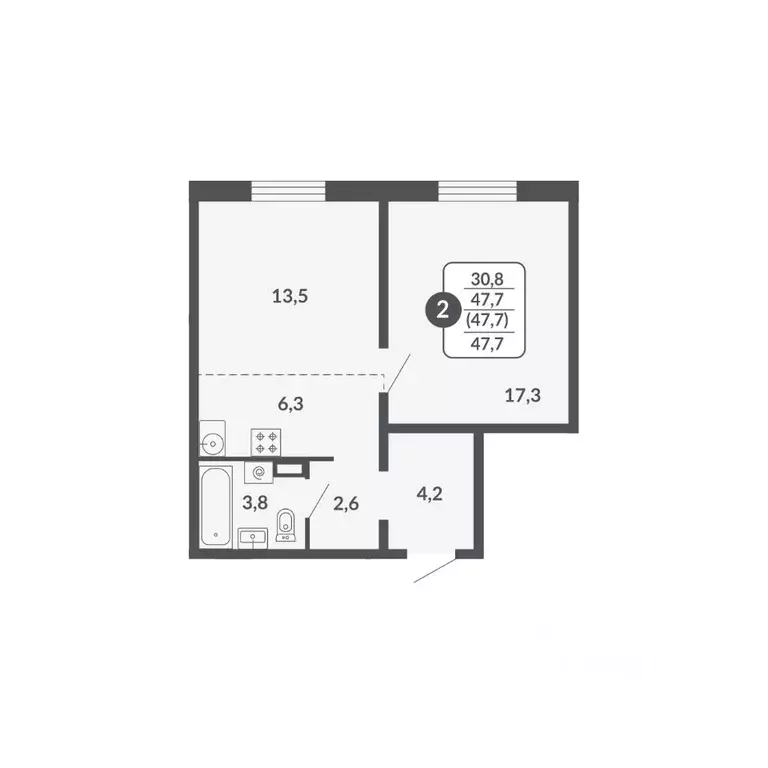 2-к кв. Кировская область, Киров Московская ул., 209 (47.7 м) - Фото 0