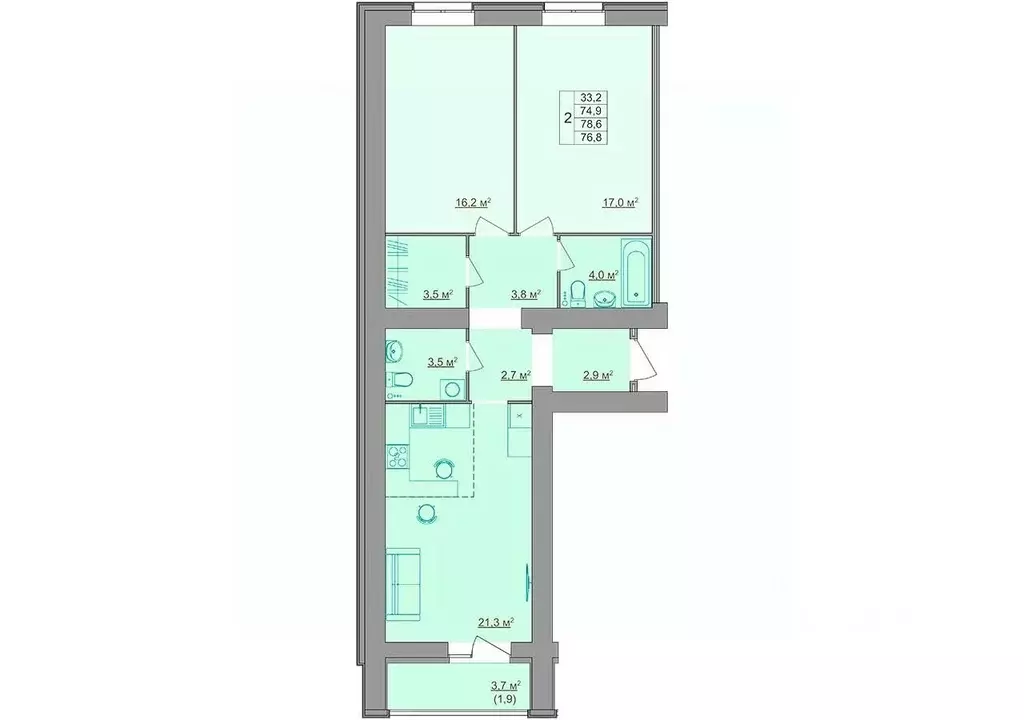 3-к кв. Костромская область, Кострома Магистральная ул., 49А (76.8 м) - Фото 0