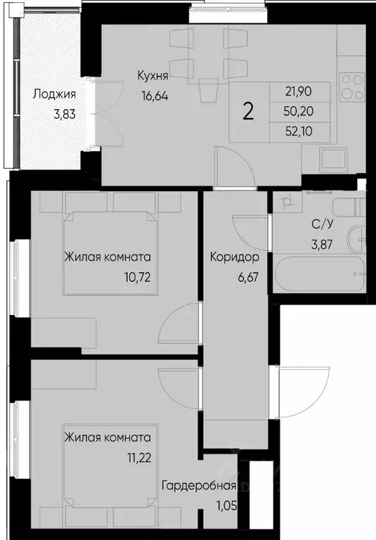 2-к кв. Татарстан, Зеленодольский район, Васильево муниципальное ... - Фото 0