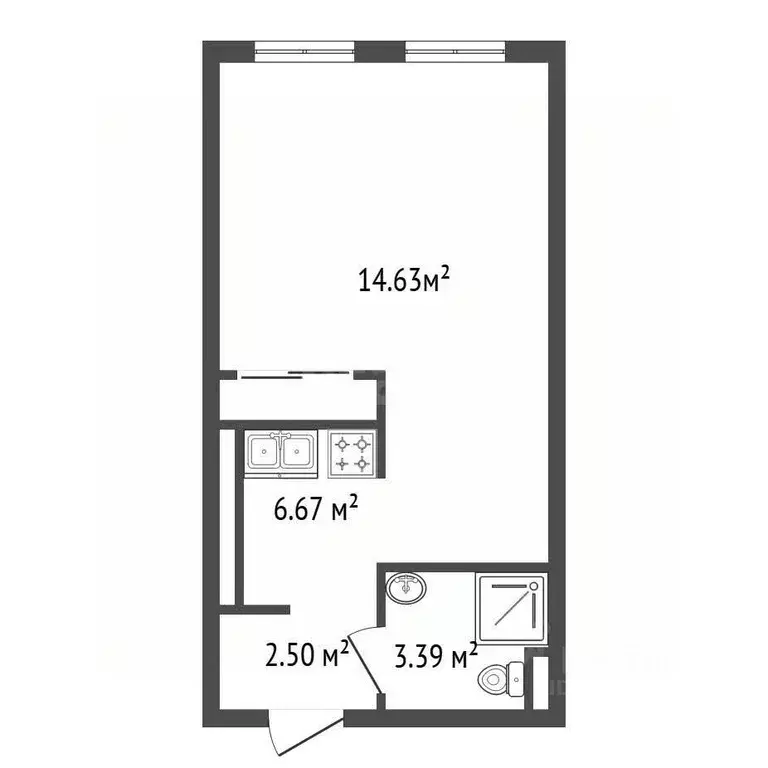 Студия Санкт-Петербург Лисичанская ул., 22 (27.19 м) - Фото 2