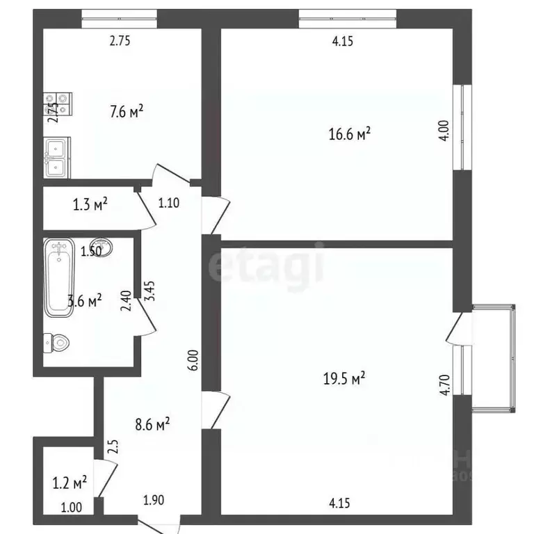 2-к кв. Мордовия, Рузаевка ул. Петрова, 20 (58.4 м) - Фото 2
