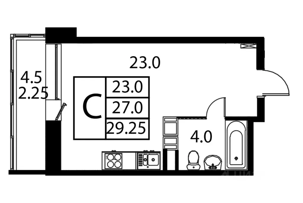 Студия Московская область, Домодедово Авиационный мкр, ул. Жуковского, ... - Фото 1