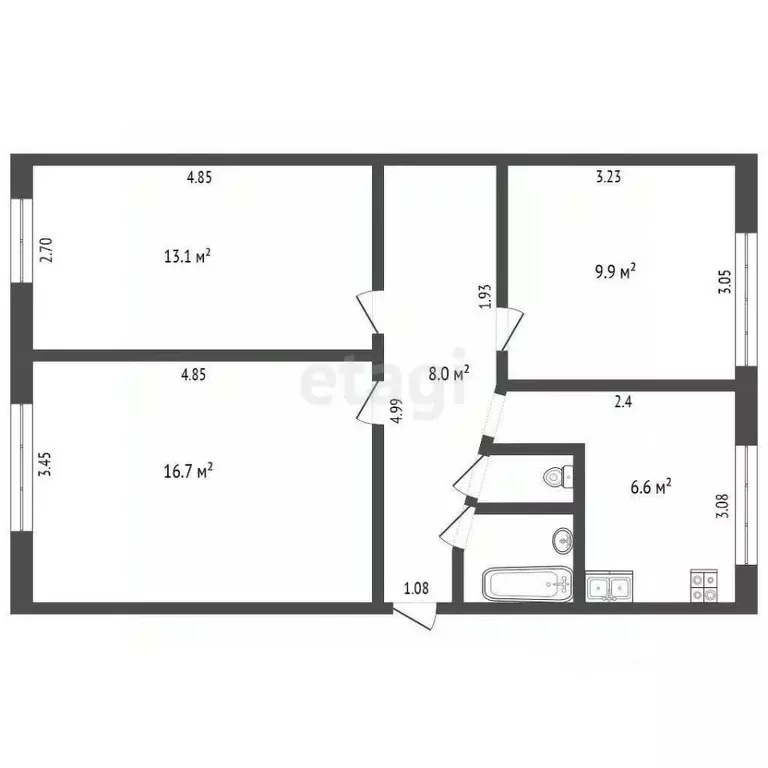 3-к кв. Ханты-Мансийский АО, Сургут ул. Толстого, 22 (59.4 м) - Фото 2